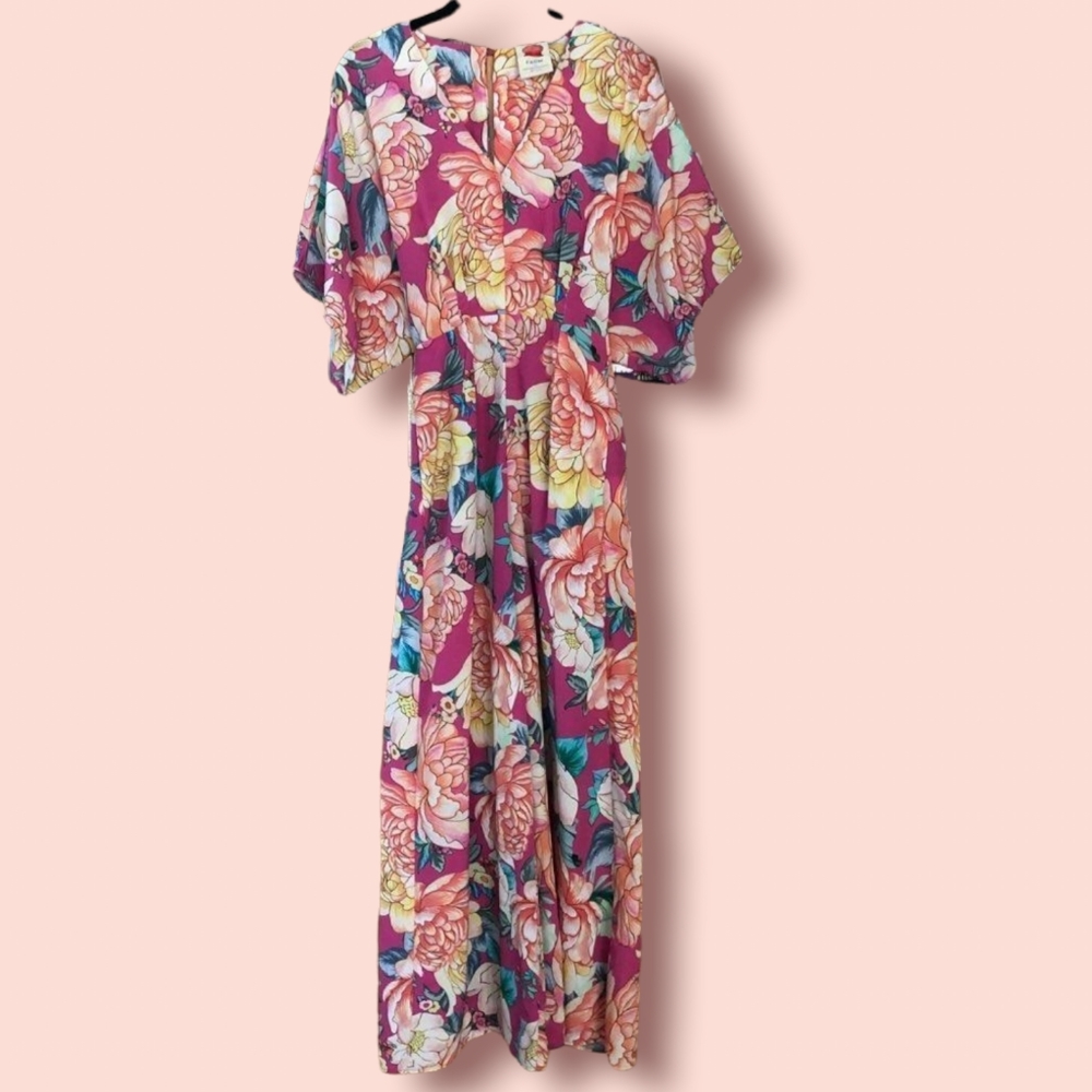 Anthropologie FARM Rio Eulalie pink floral Wide Leg Jumpsuit in size S - Picture 3 of 10